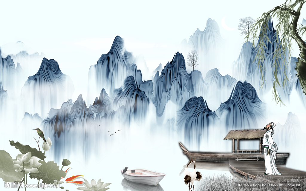 简约大厅山水画 TIF分层