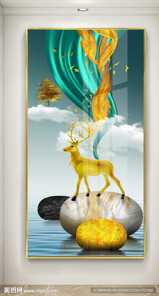 北欧现代麋鹿点石成金装饰画