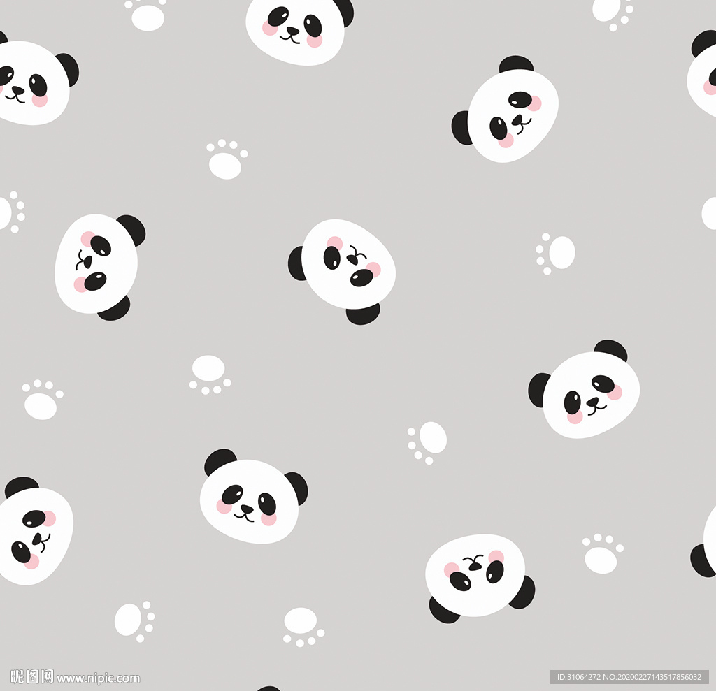 卡通小熊猫印花图案