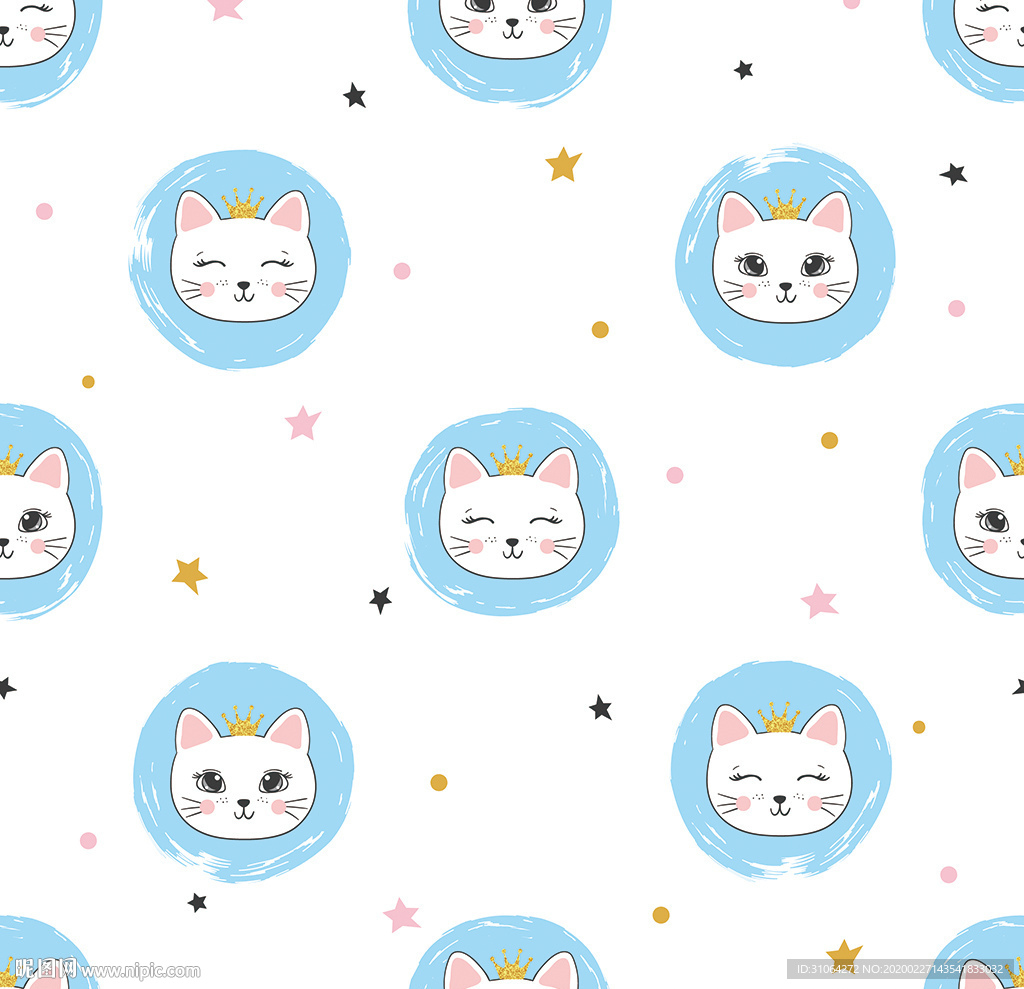 小猫卡通印花图案