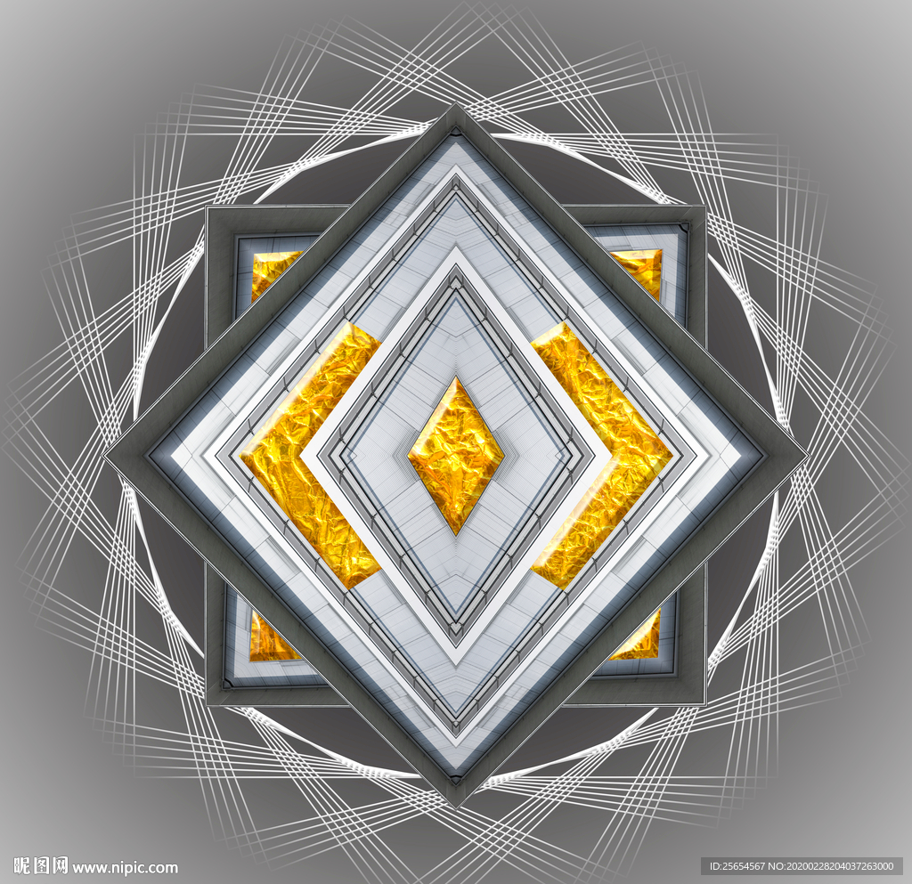 抽象奢华金色客厅装饰画天顶地画