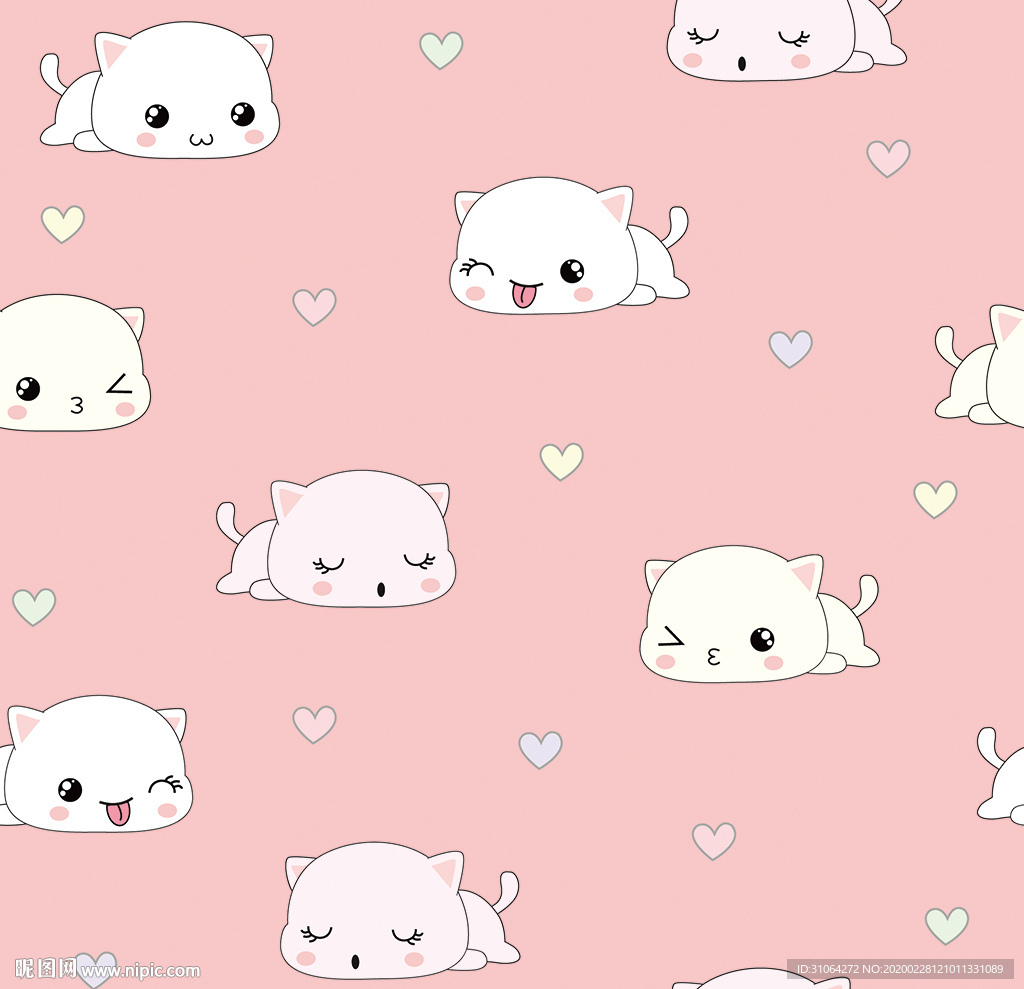 卡通小猫印花图案