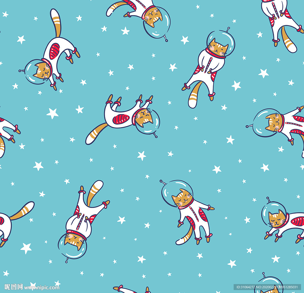 卡通小猫印花图案