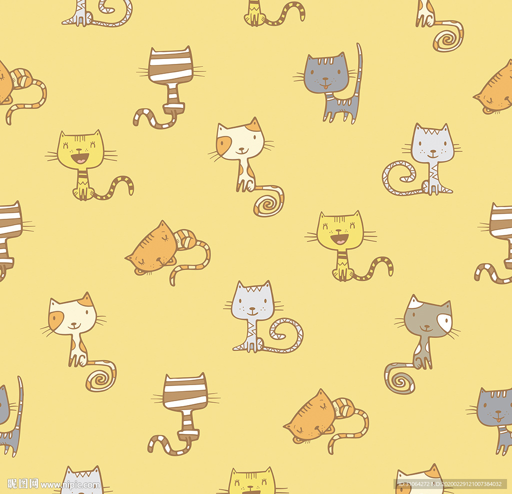 卡通小猫印花图案