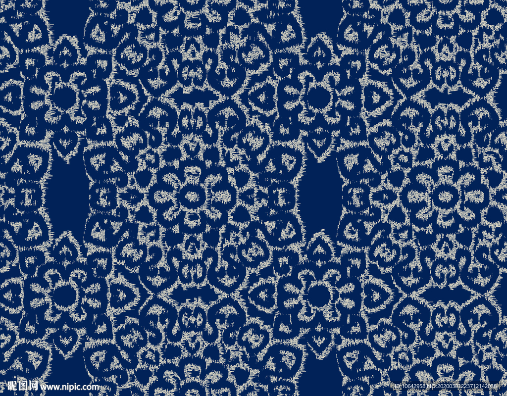 民族蓝印花布图案