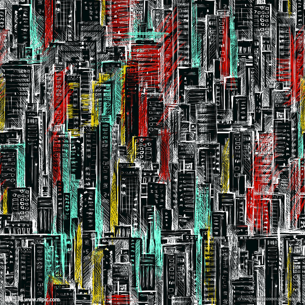 现代城市夜景插画