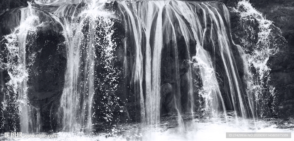 瀑布流水生财新中式中国风