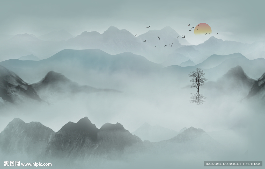 意境水墨山水画