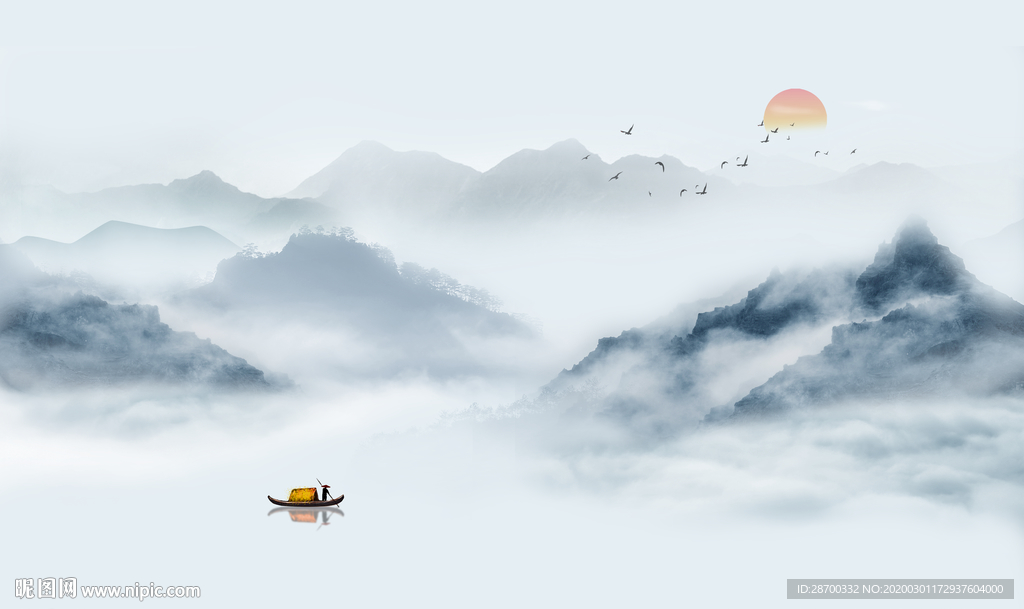 意境水墨山水画