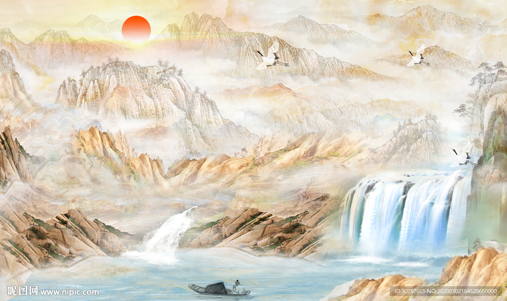 大理石纹山水背景墙