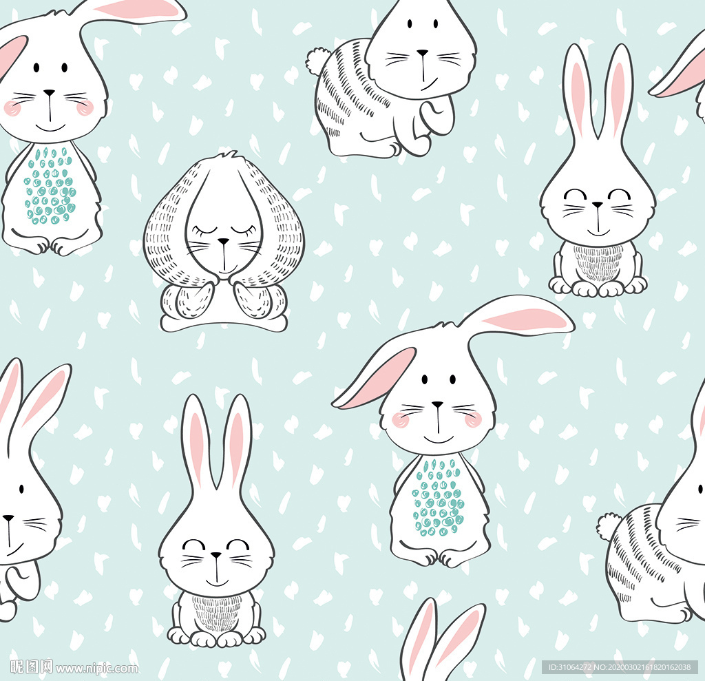 卡通小白兔印花图案