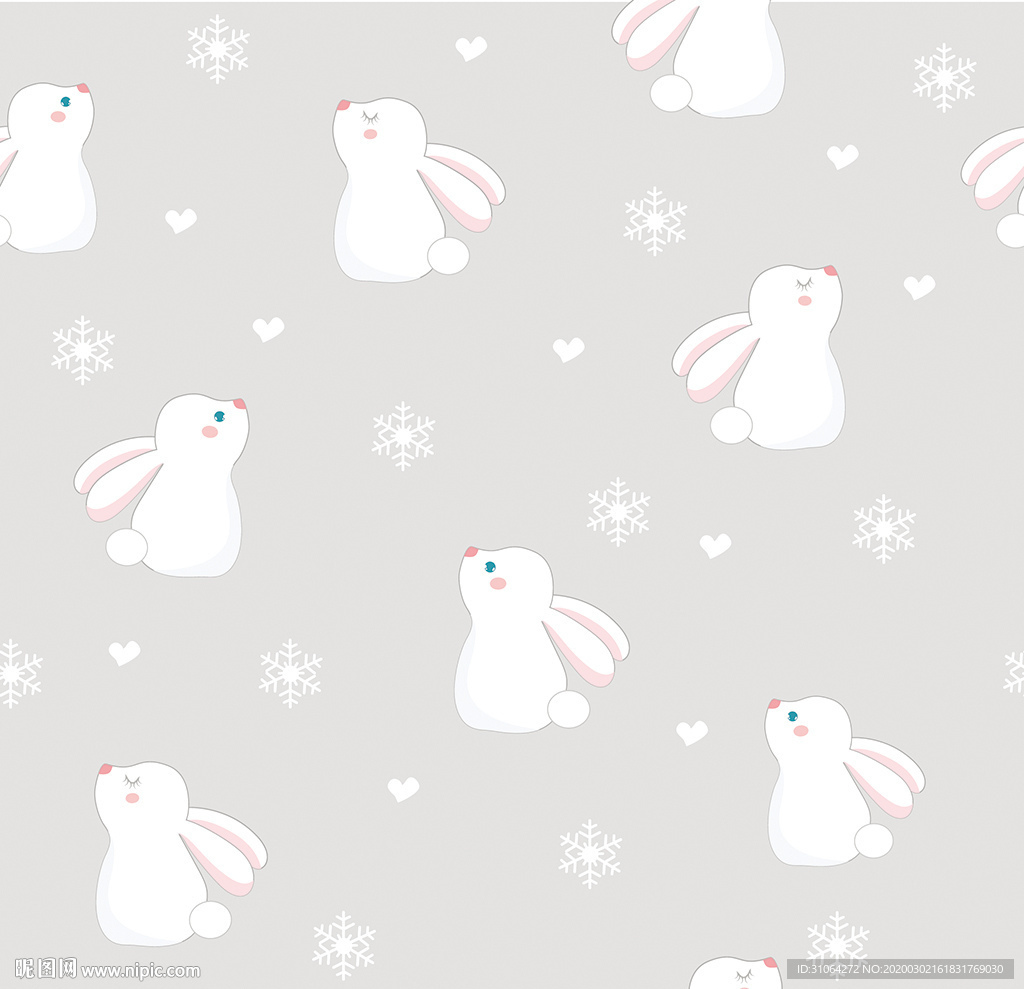 卡通小白兔印花图案
