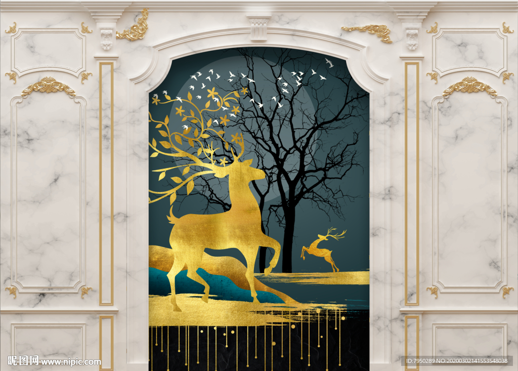 欧式集成墙板背景墙