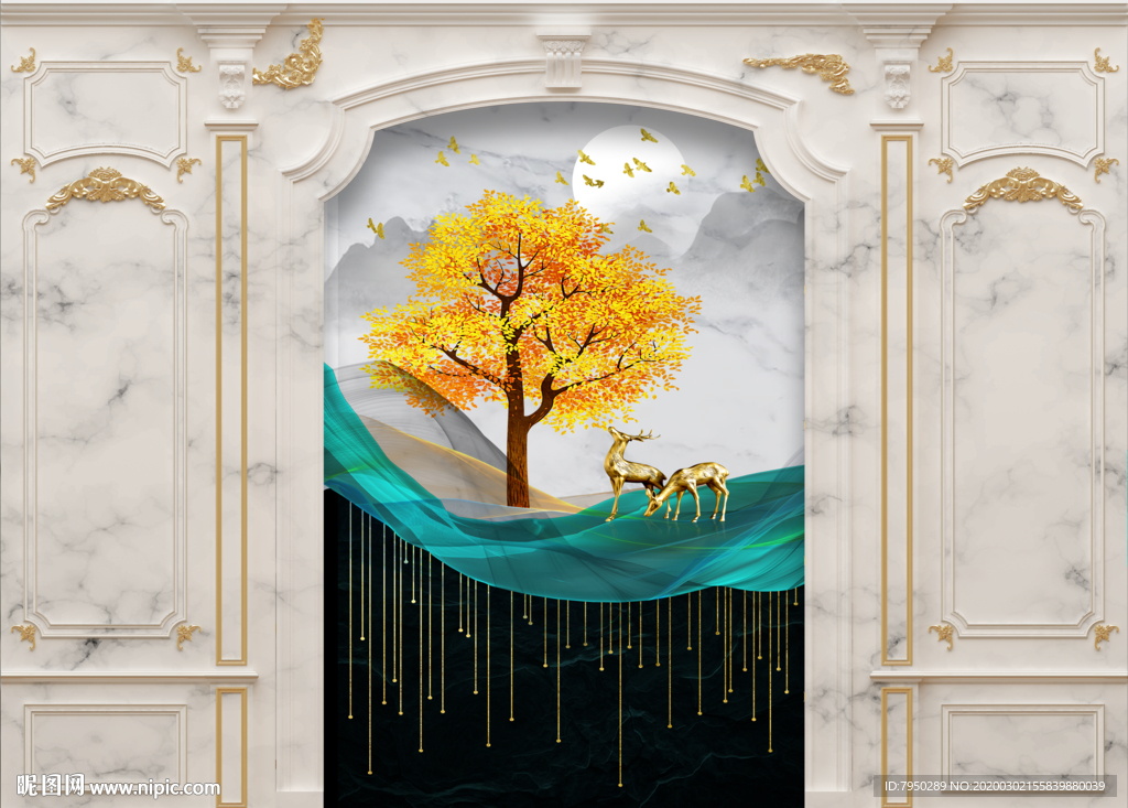 欧式集成墙板背景墙