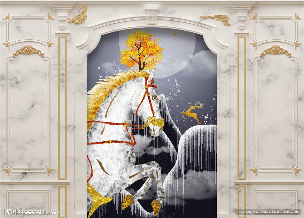 欧式集成墙板背景墙