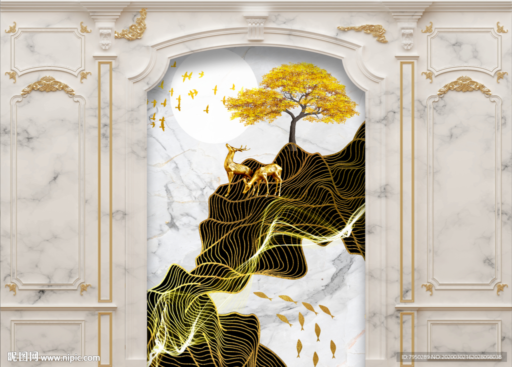 欧式集成墙板背景墙