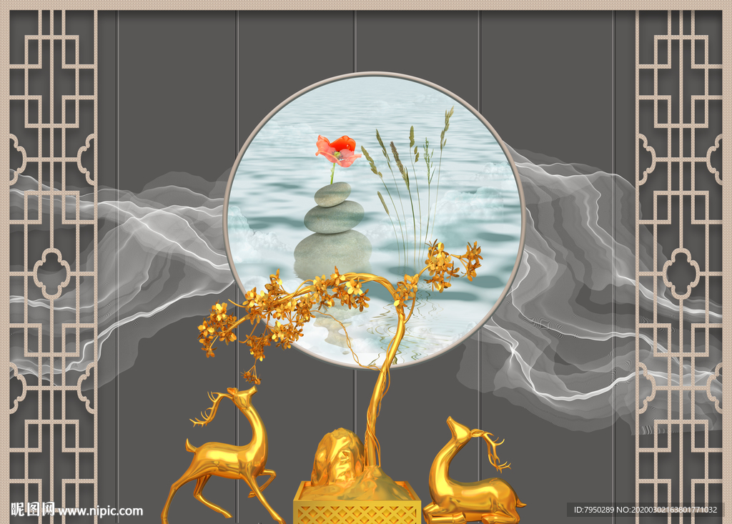 新中式轻奢背景墙