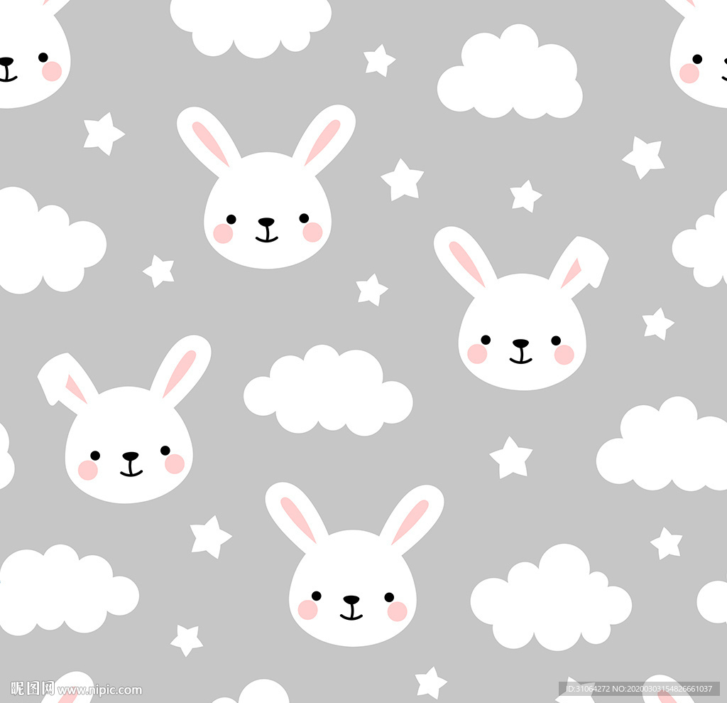 卡通小白兔印花图案