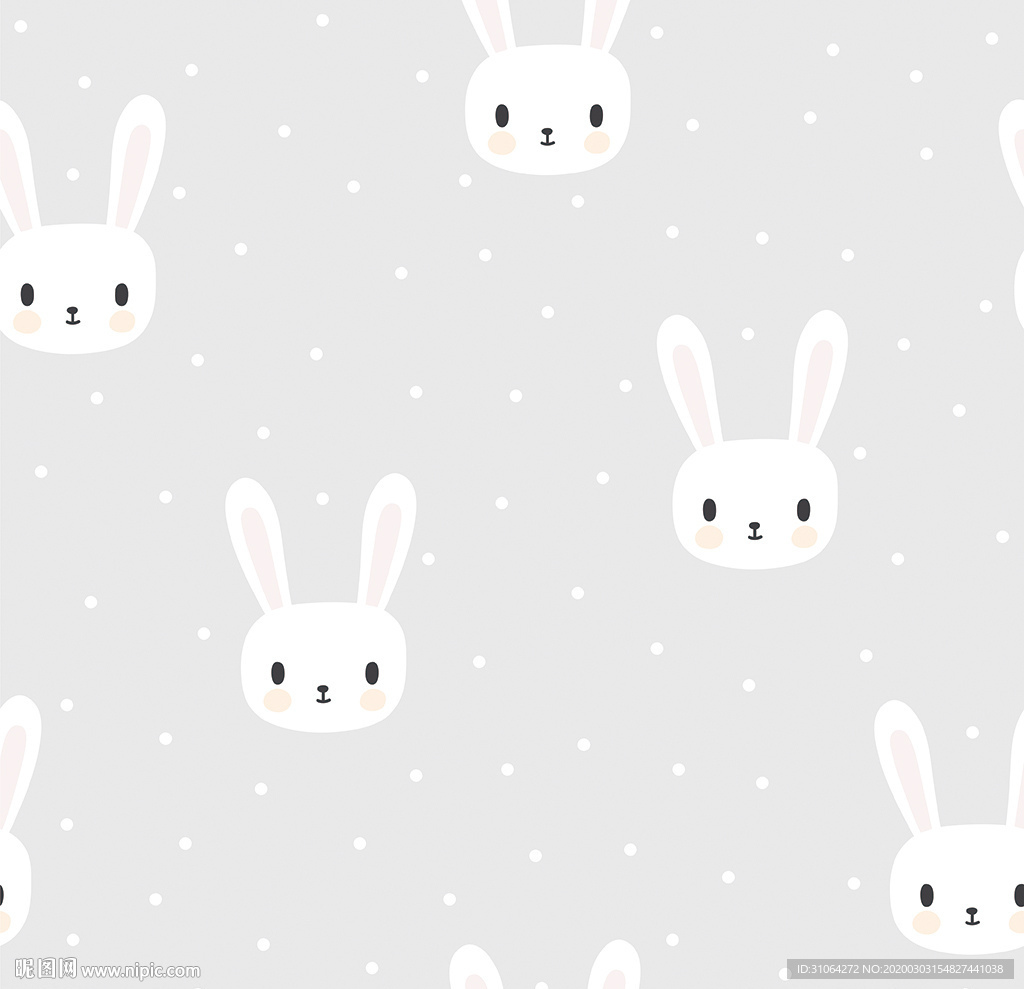 卡通小白兔印花图案