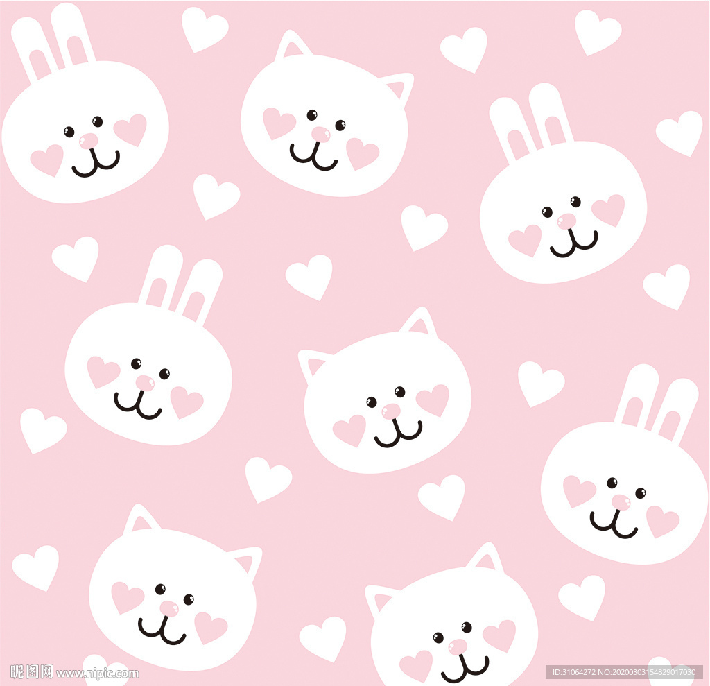 卡通小白兔印花图案