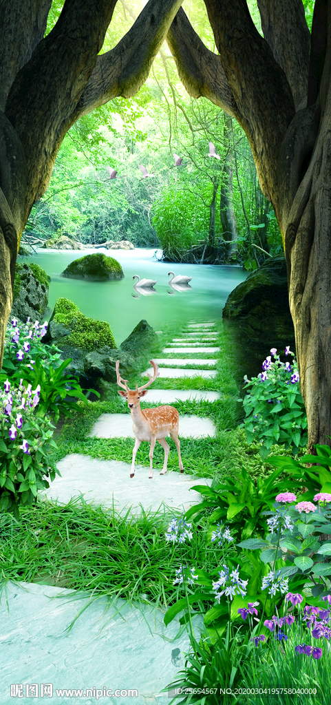树林走道玄关背景