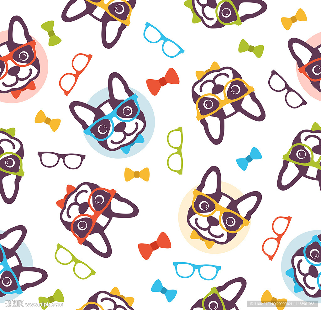 卡通小狗印花图案