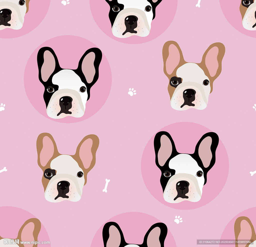 卡通小狗印花图案
