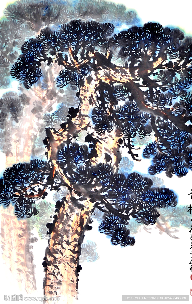 松树水墨画