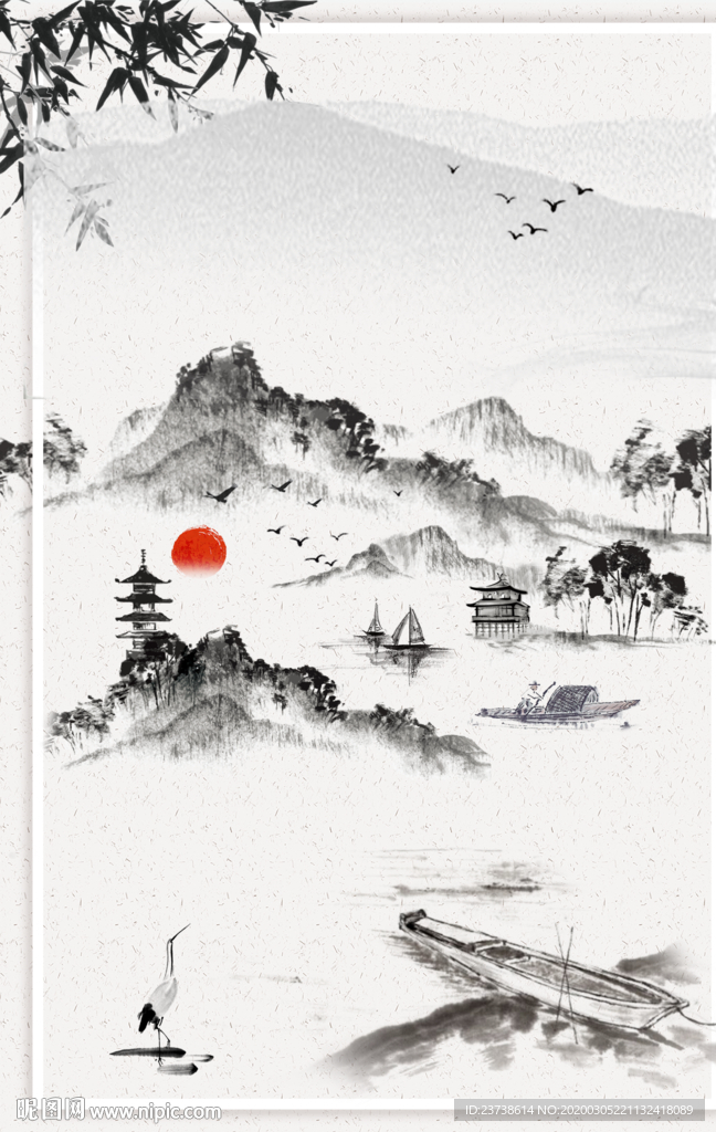 水墨山水中国风背景