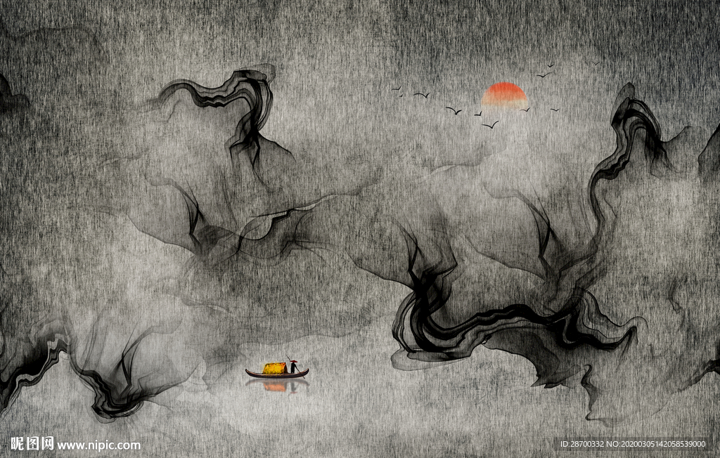 意境水墨山水画