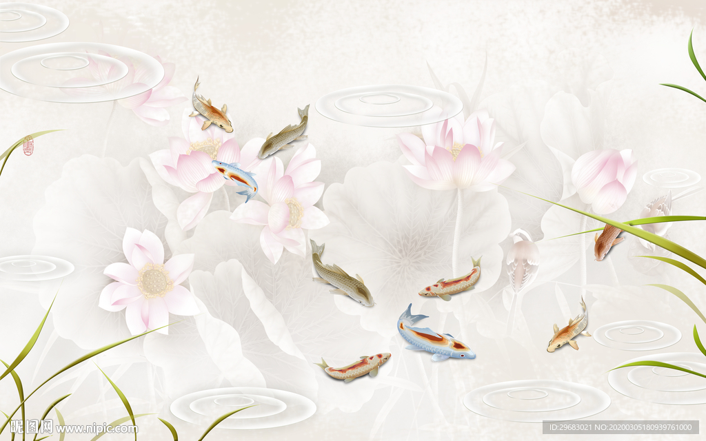 荷花新高端山水画 tif分层