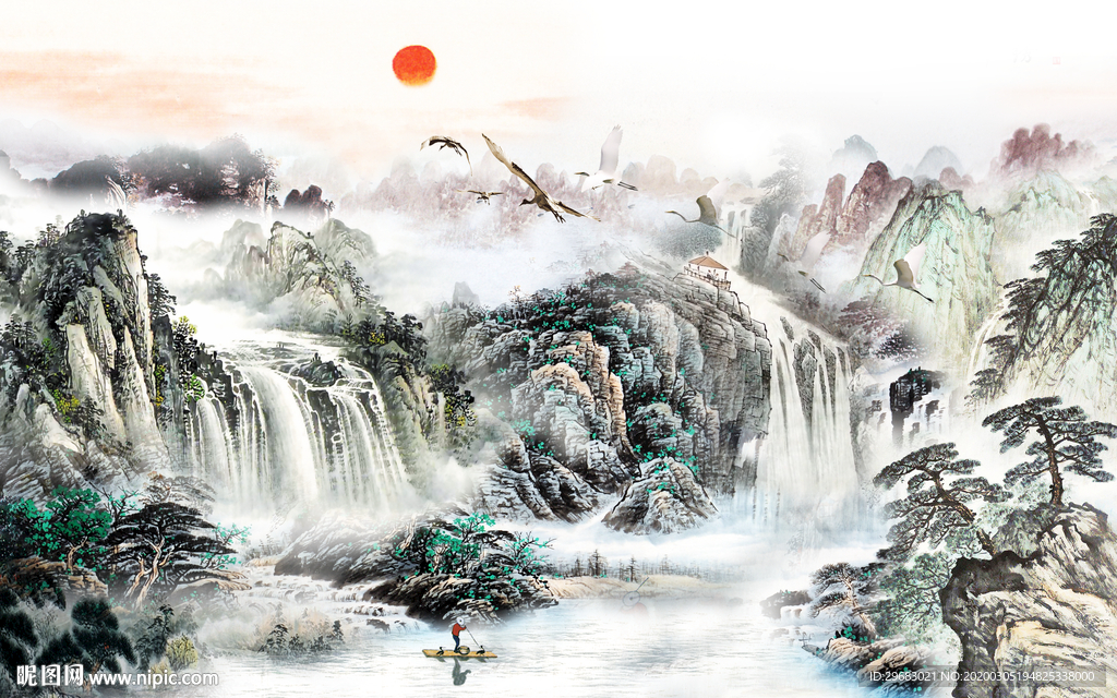 中国风新品新山水画 tif分层