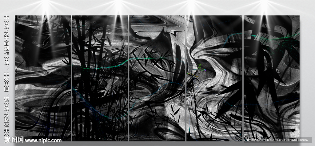 竹子油画