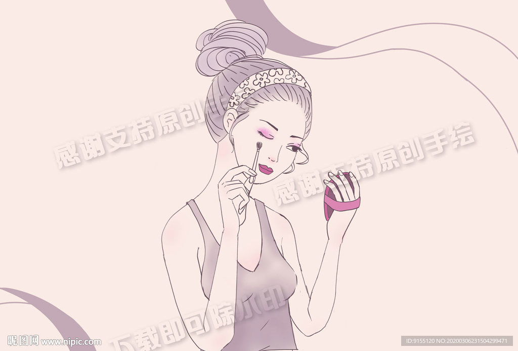 正在化妆的少女