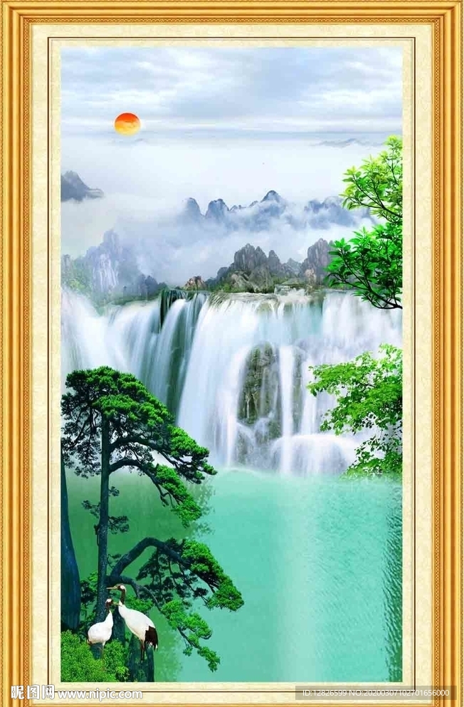 瀑布竖幅