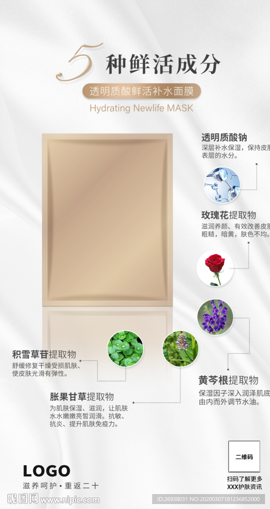 面膜成分介绍手机海报图片