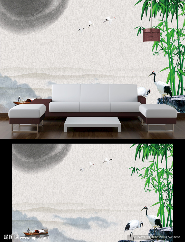 中国风山水背景墙