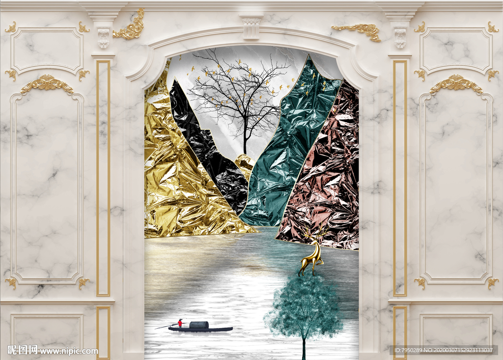 欧式集成墙板背景墙