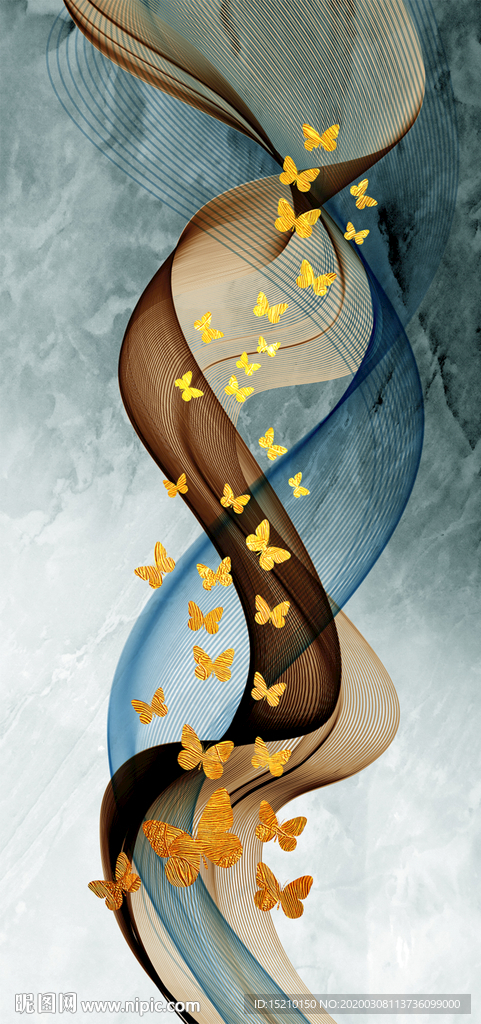 大理石金色蝴蝶玄关背景墙