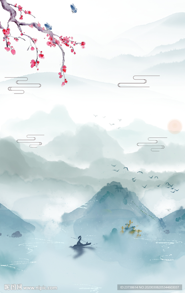 国画水墨山水背景