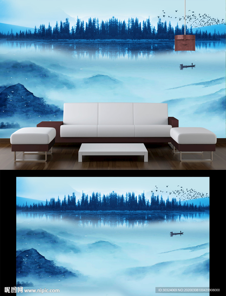 山水电视背景墙