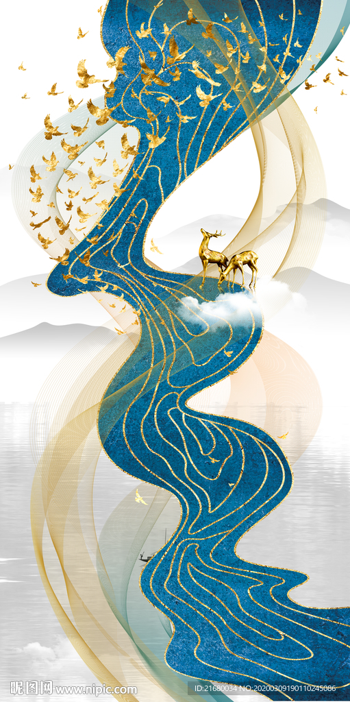 抽象线条新中式玄关