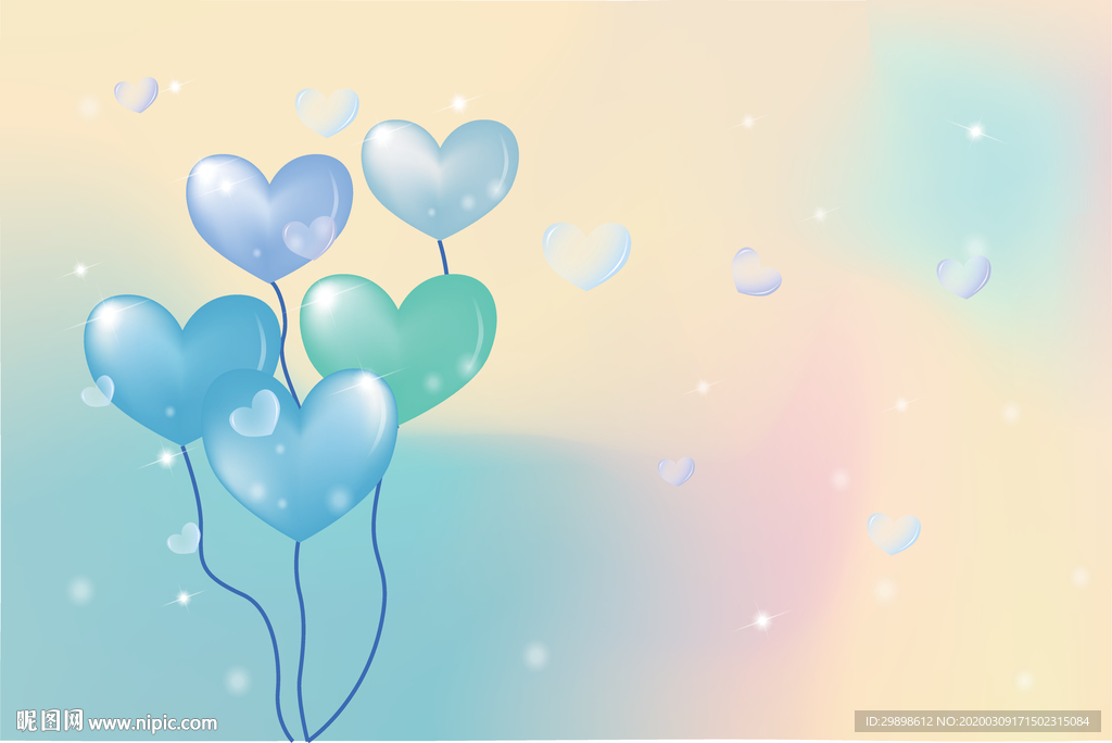 矢量图爱心淡蓝色气球