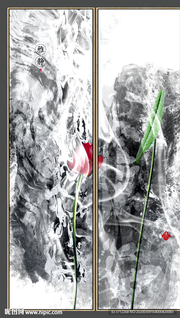高雅荷花装饰画