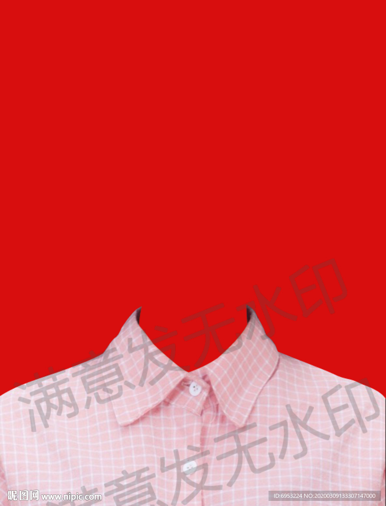 证件照格子女生衬衫模板