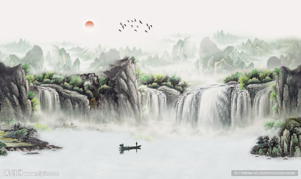 简约山水背景墙