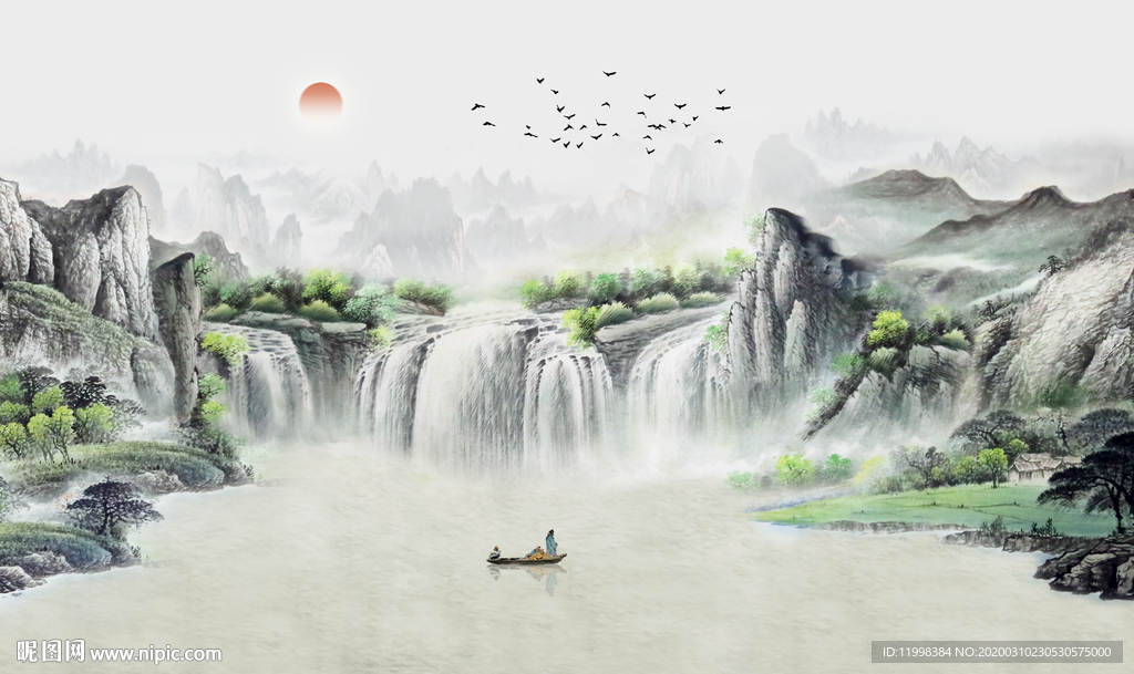流水生财风景画
