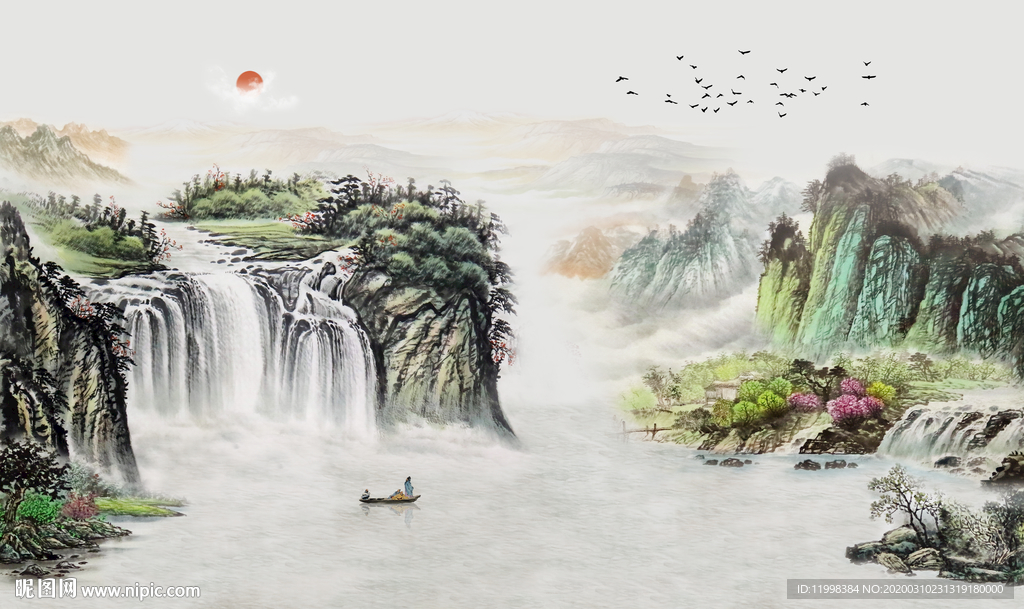 水墨山水背景墙