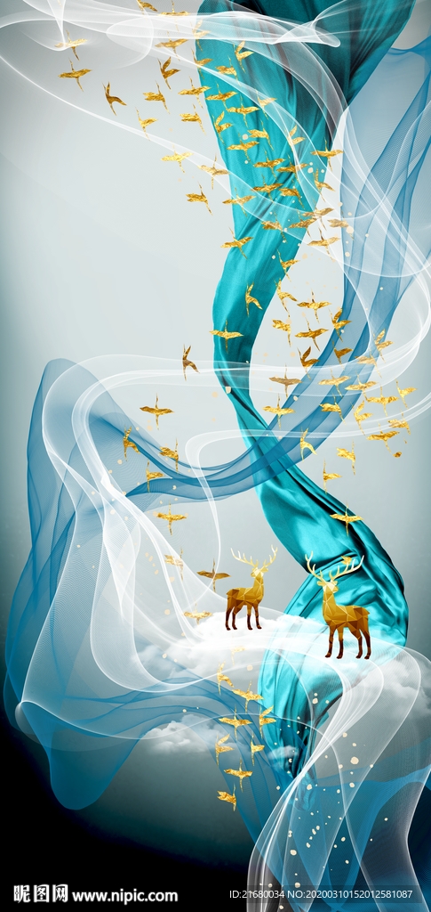 新中式抽象线条玄关装饰画