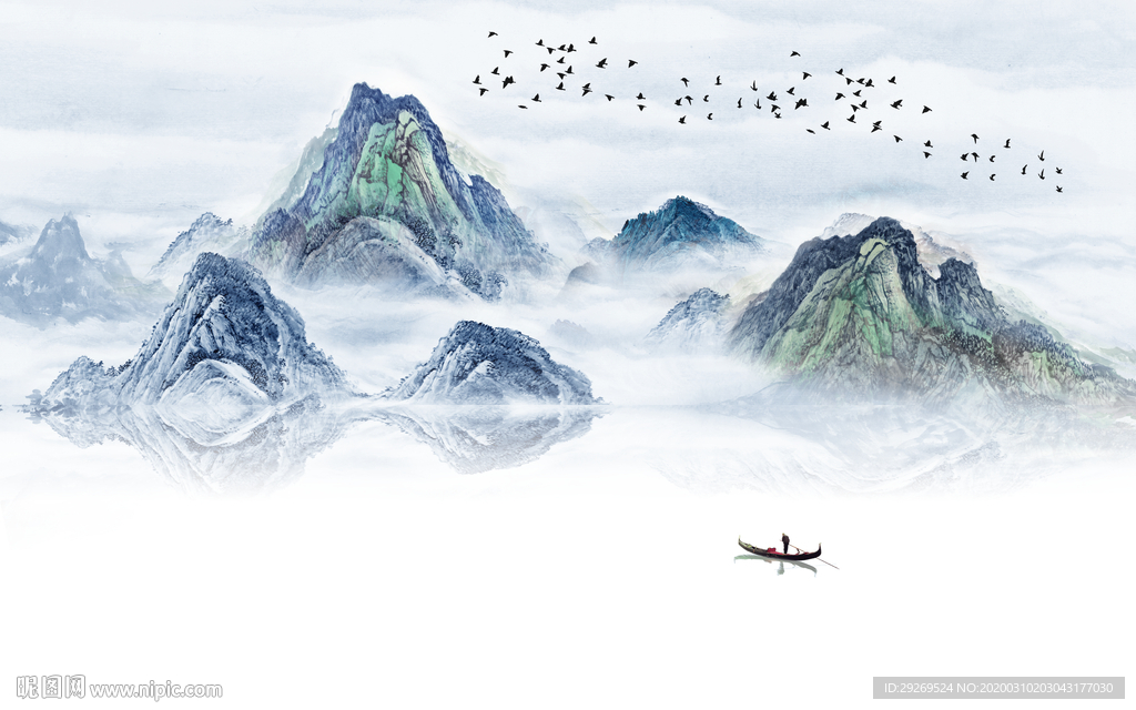 中式古典水墨山水画装饰画